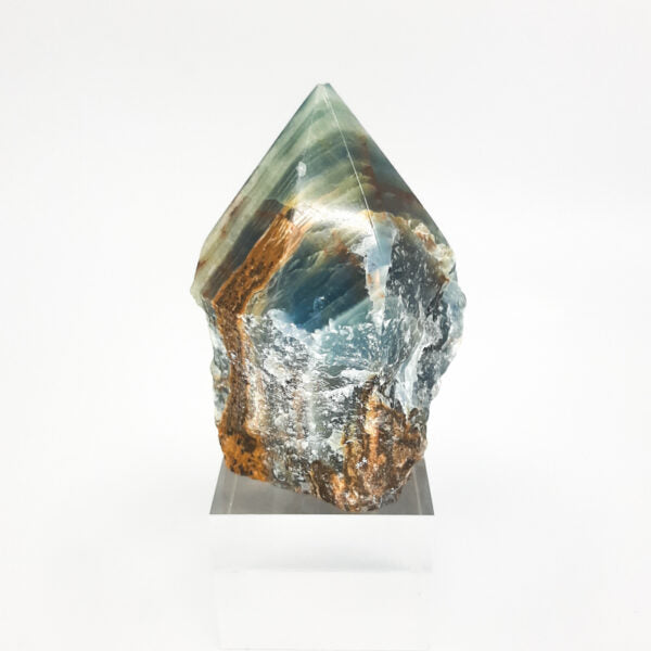 Aquatine Lemurian Calcite Freeform with Earth Matrix | Blue Onyx