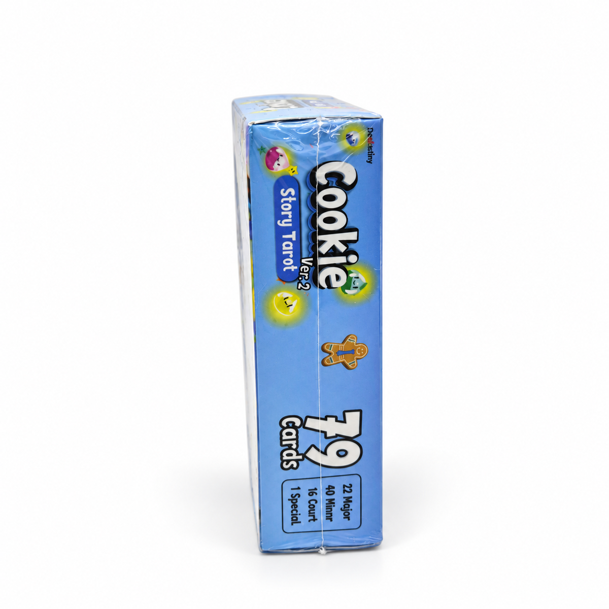 Side of Cookie Story Tarot Ver.2 box showing the 79-card deck contents