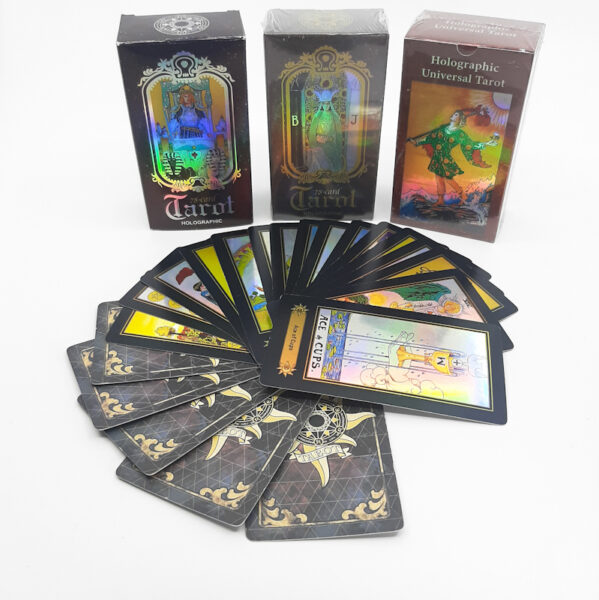Holographic Universal Tarot 78 card deck with holographic tarot cards and decorative presentation boxes