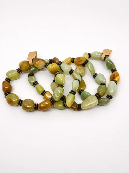 Natural Jade crystal bracelets with polished green and earthy tumble stone beads