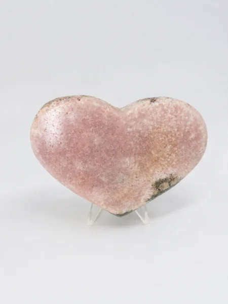 Pink Amethyst crystal heart with soft blush pink colouring and natural druzy texture