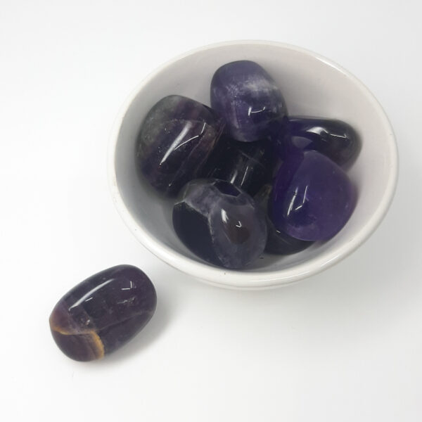 Polished Purple Fluorite tumble stones with violet and deep purple natural colouring