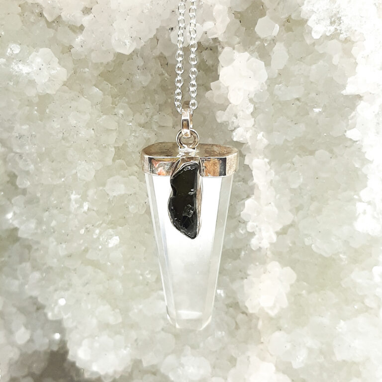 Moldavite & Clear Quartz Pendant
