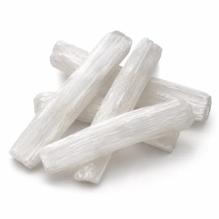 Natural Mini Satin Spar cleansing sticks, commonly known as Selenite, used for crystal cleansing, meditation and spiritual rituals.