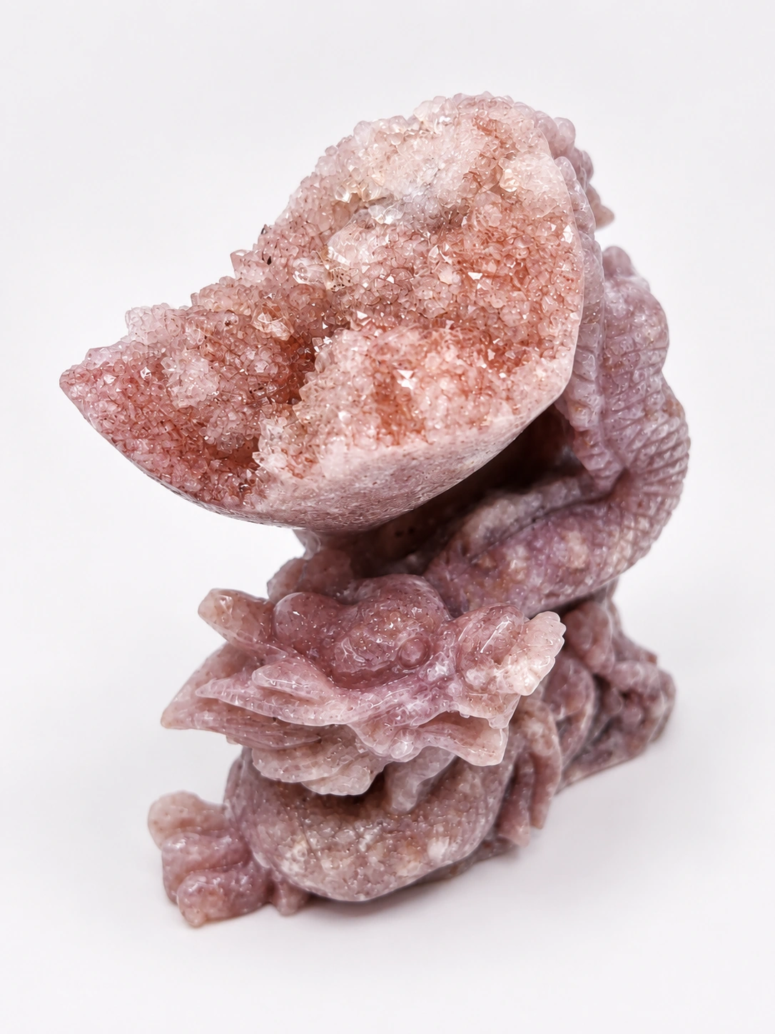 Pink Amethyst Dragon Carving with Druzy - Image 2