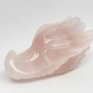 Rose Quartz Dragon Head hand carved from natural crystal
