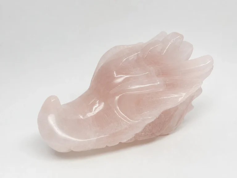 Rose Quartz Dragon Head hand carved from natural crystal